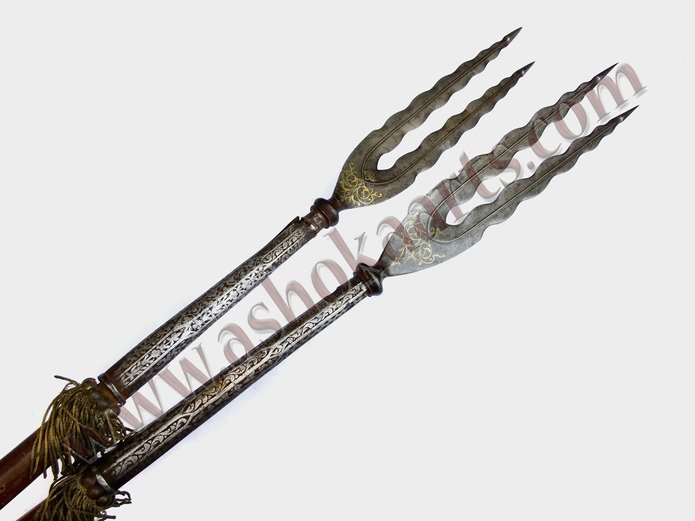 Antique 19th century metal trident spear head Persian ?